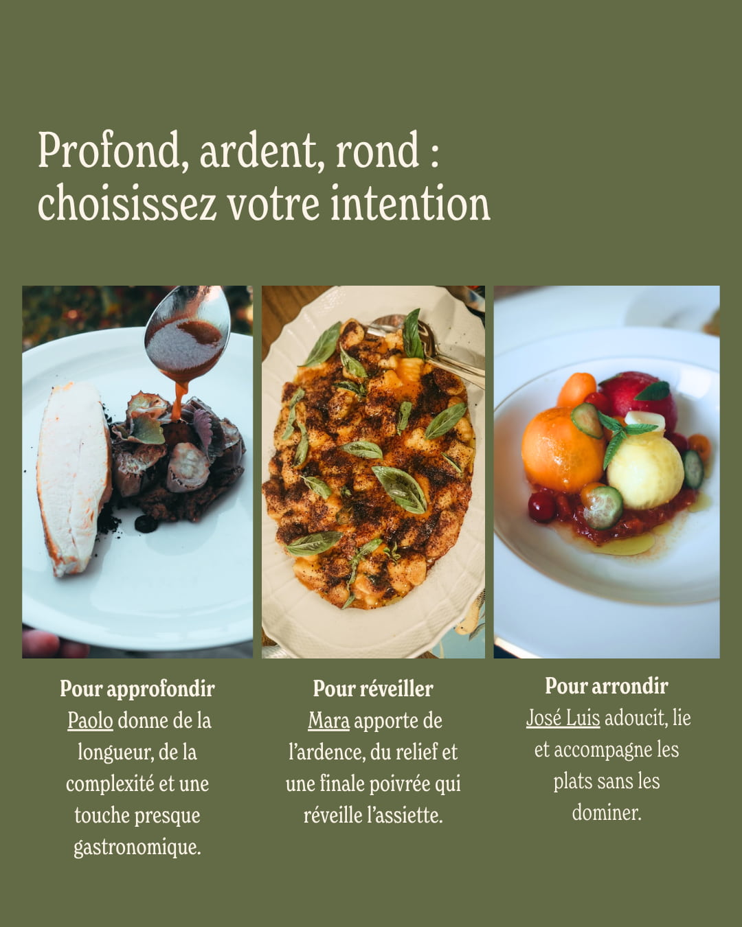 3 goûts pour différents plats